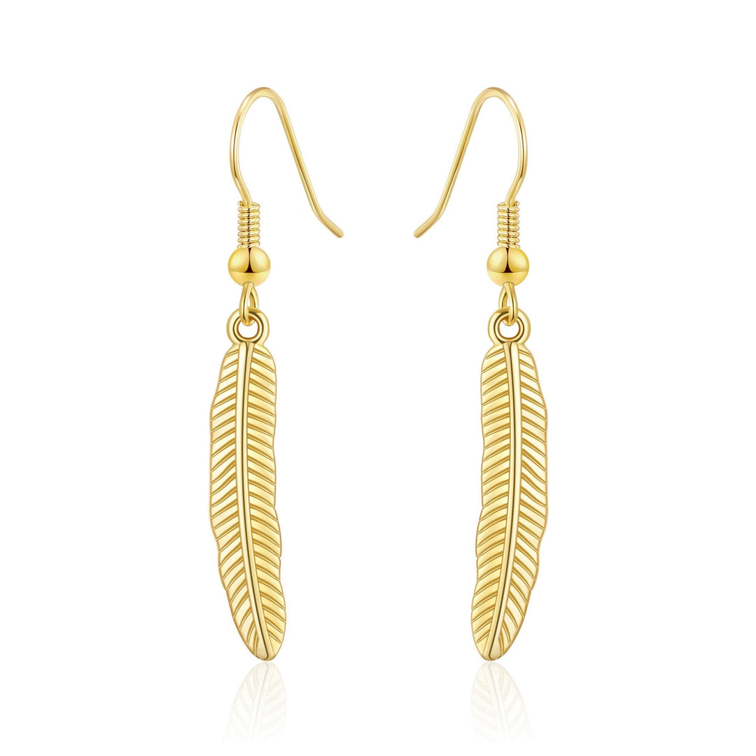 Gold Plated Feather Earrings - Philip Jones Jewellery