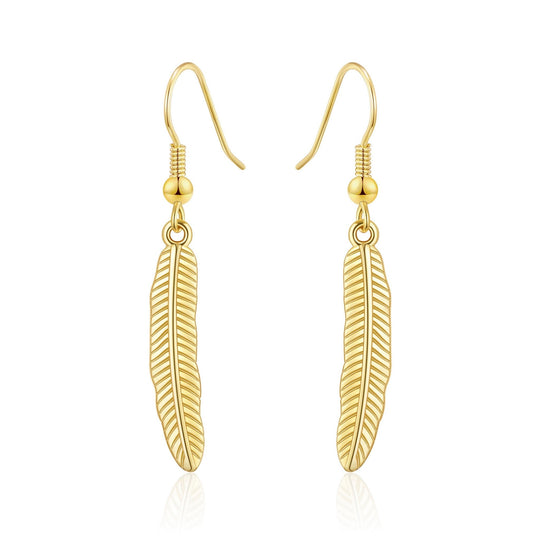 Gold Plated Feather Earrings - Philip Jones Jewellery