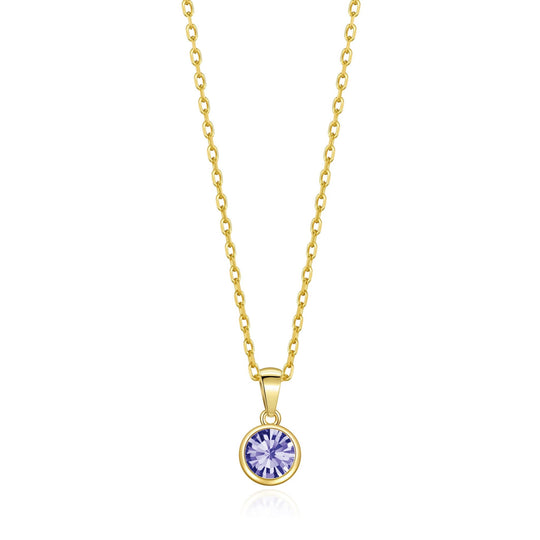 Gold Plated February (Amethyst) Birthstone Necklace Created with Zircondia® Crystals - Philip Jones Jewellery