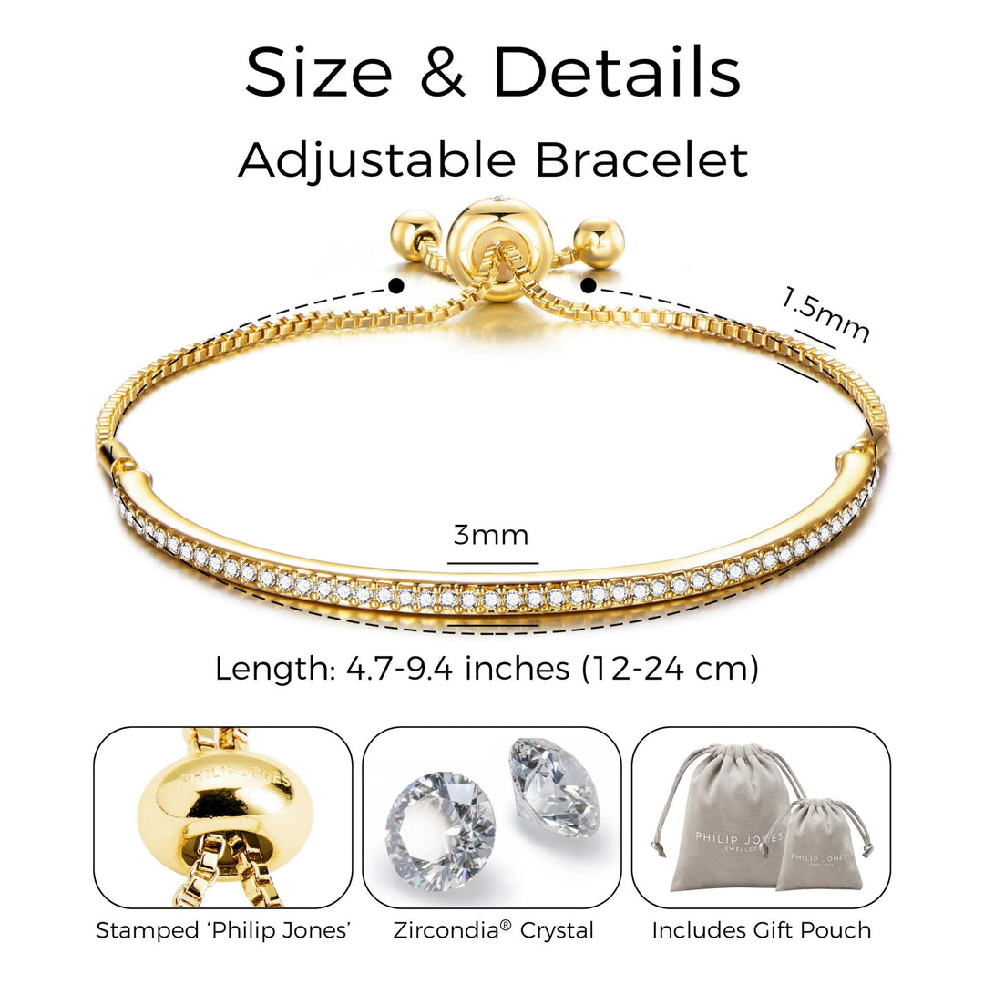 Gold Plated Friendship Bracelet Created with Zircondia® Crystals - Philip Jones Jewellery