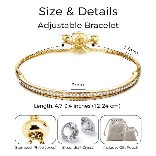 Gold Plated Friendship Bracelet Created with Zircondia® Crystals - Philip Jones Jewellery