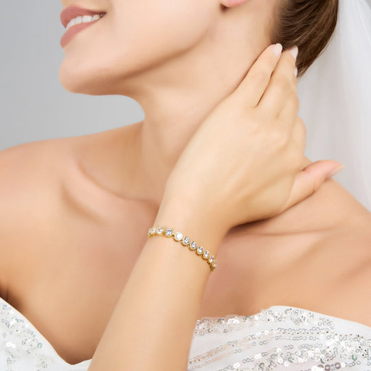 Gold Plated Friendship Bridal Bracelet with Zircondia® Crystals - Philip Jones Jewellery
