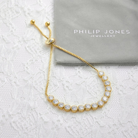 Gold Plated Friendship Bridal Bracelet with Zircondia® Crystals - Philip Jones Jewellery