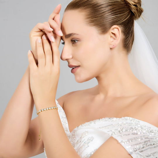 Gold Plated Friendship Bridal Bracelet with Zircondia® Crystals - Philip Jones Jewellery