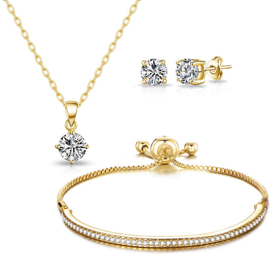 Gold Plated Friendship Set Created with Zircondia® Crystals - Philip Jones Jewellery