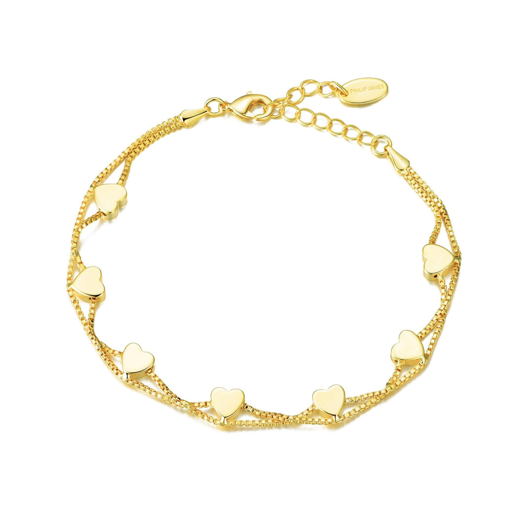 Gold Plated Heart Bracelet - Philip Jones Jewellery