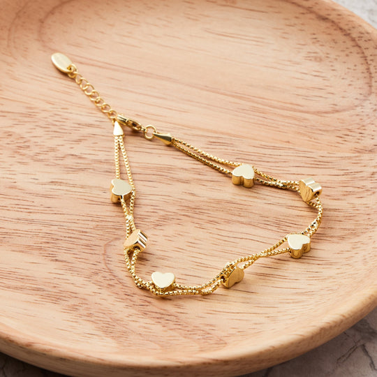 Gold Plated Heart Bracelet - Philip Jones Jewellery