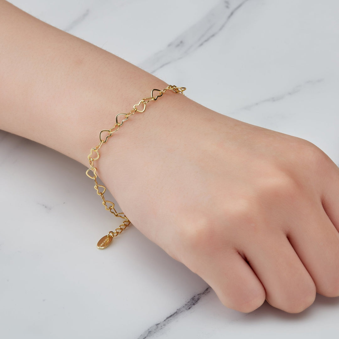 Gold Plated Heart Link Bracelet - Philip Jones Jewellery