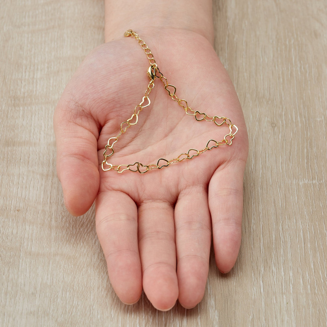 Gold Plated Heart Link Bracelet - Philip Jones Jewellery