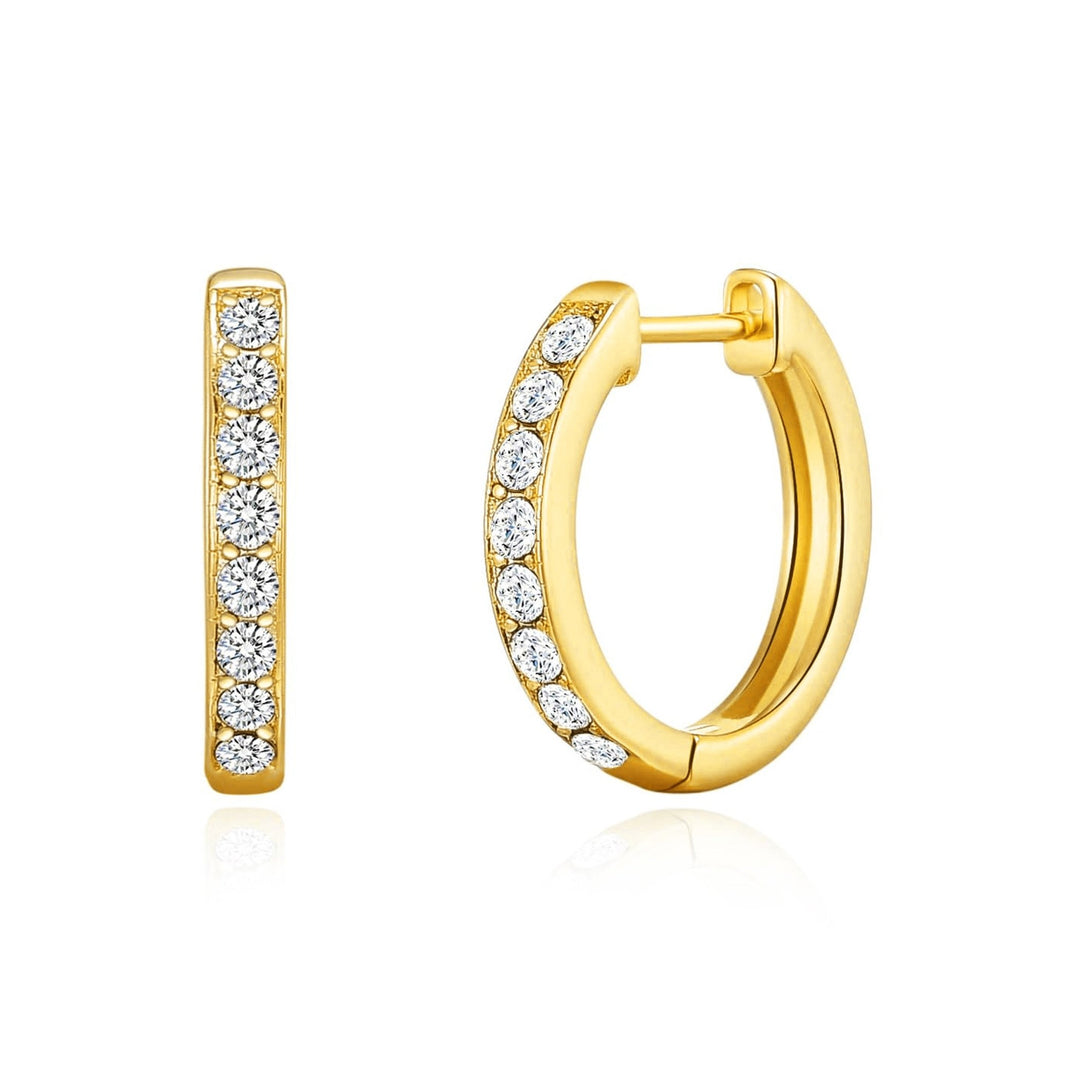 Gold Plated Hoop Earrings Created with Zircondia® Crystals - Philip Jones Jewellery