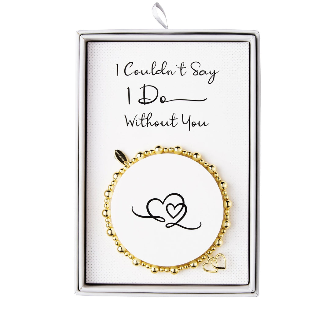 Gold Plated I Couldn't Say I Do Without You Heart Link Stretch Bracelet with Gift Box - Philip Jones Jewellery