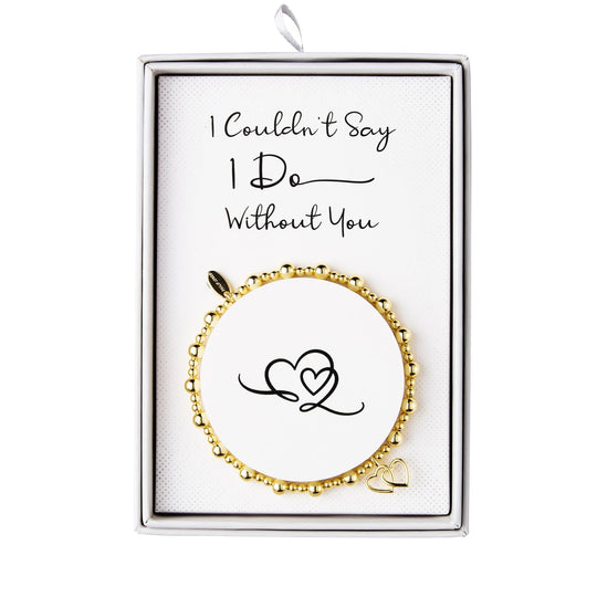 Gold Plated I Couldn't Say I Do Without You Heart Link Stretch Bracelet with Gift Box - Philip Jones Jewellery