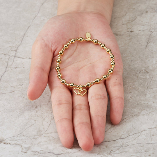 Gold Plated I Couldn't Say I Do Without You Heart Link Stretch Bracelet with Gift Box - Philip Jones Jewellery
