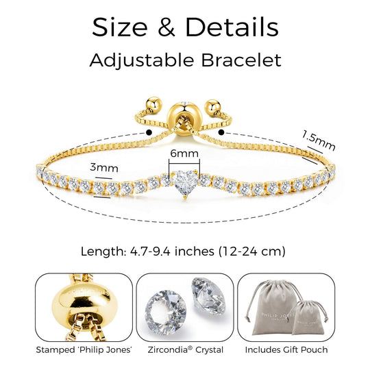 Gold Plated I Couldn't Say I Do Without You Heart Solitaire Bracelet with Zircondia® Crystals - Philip Jones Jewellery