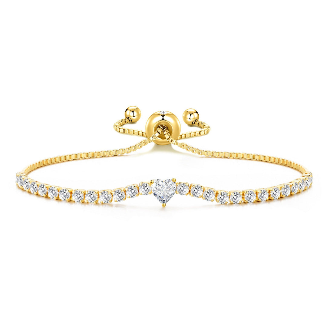 Gold Plated I Couldn't Say I Do Without You Heart Solitaire Bracelet with Zircondia® Crystals - Philip Jones Jewellery