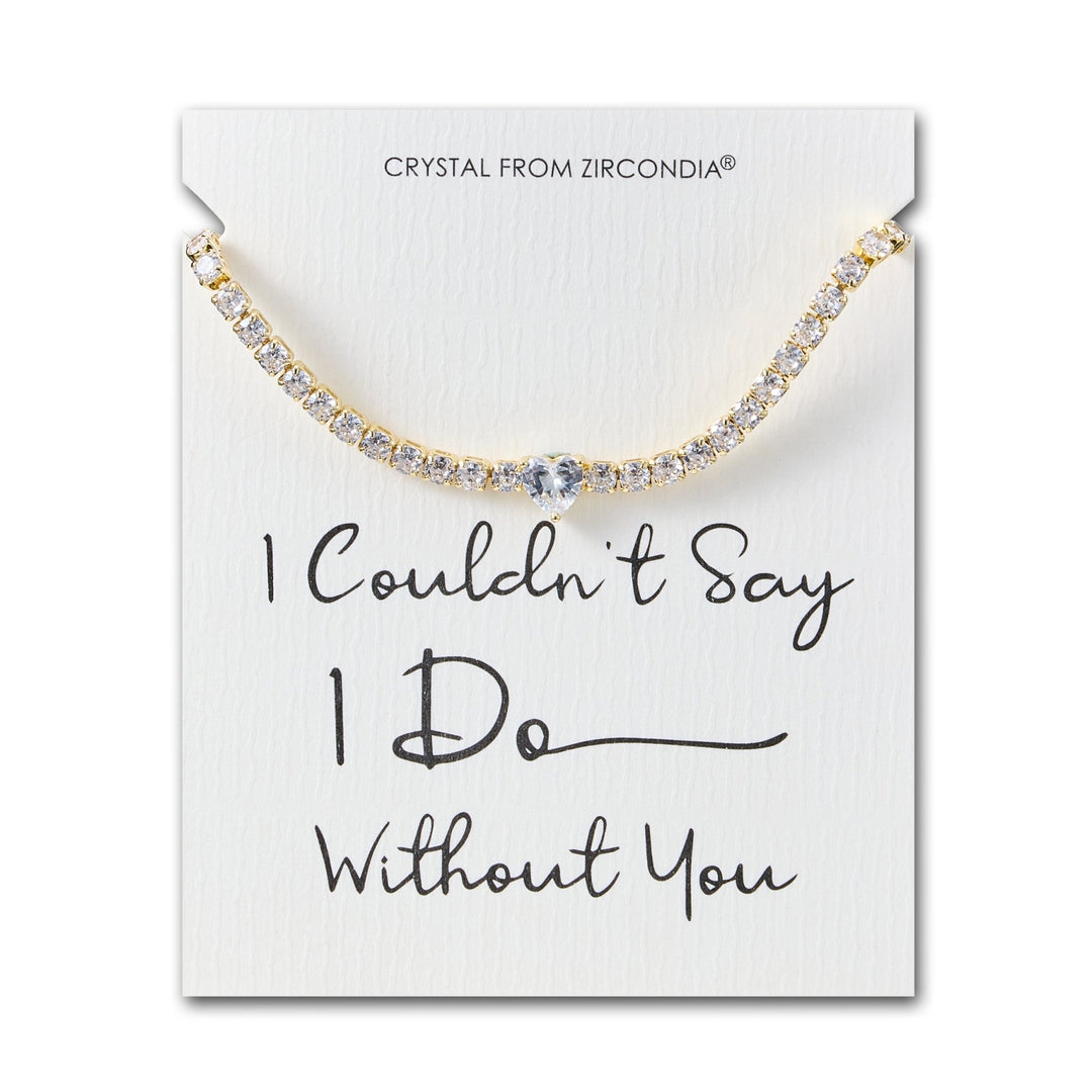Gold Plated I Couldn't Say I Do Without You Heart Solitaire Bracelet with Zircondia® Crystals - Philip Jones Jewellery