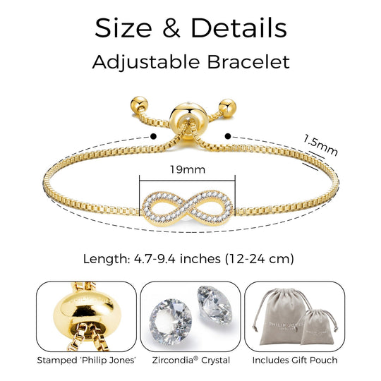 Gold Plated I Couldn't Say I Do Without You Infinity Friendship Bracelet with Zircondia® Crystals - Philip Jones Jewellery
