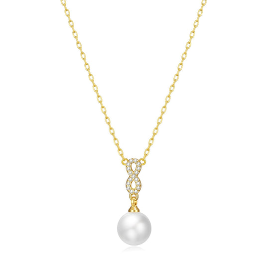 Gold Plated I Couldn't Say I Do Without You Infinity Pearl Drop Necklace with Zircondia® Crystals - Philip Jones Jewellery