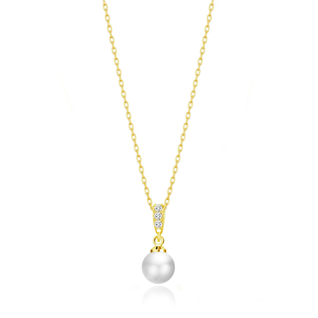 Gold Plated I Couldn't Say I Do Without You Pearl Drop Necklace Created with Zircondia® Crystals - Philip Jones Jewellery