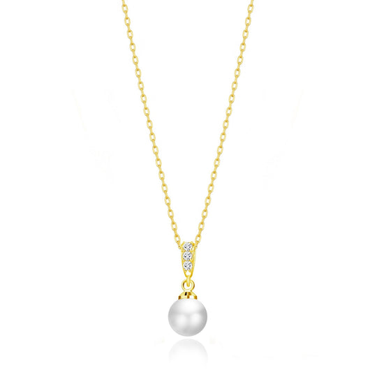 Gold Plated I Couldn't Say I Do Without You Pearl Drop Necklace Created with Zircondia® Crystals - Philip Jones Jewellery
