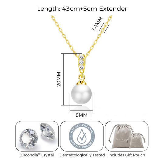 Gold Plated I Couldn't Say I Do Without You Pearl Drop Necklace Created with Zircondia® Crystals - Philip Jones Jewellery