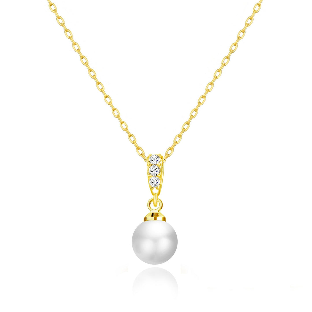 Gold Plated I Couldn't Say I Do Without You Pearl Drop Necklace Created with Zircondia® Crystals - Philip Jones Jewellery