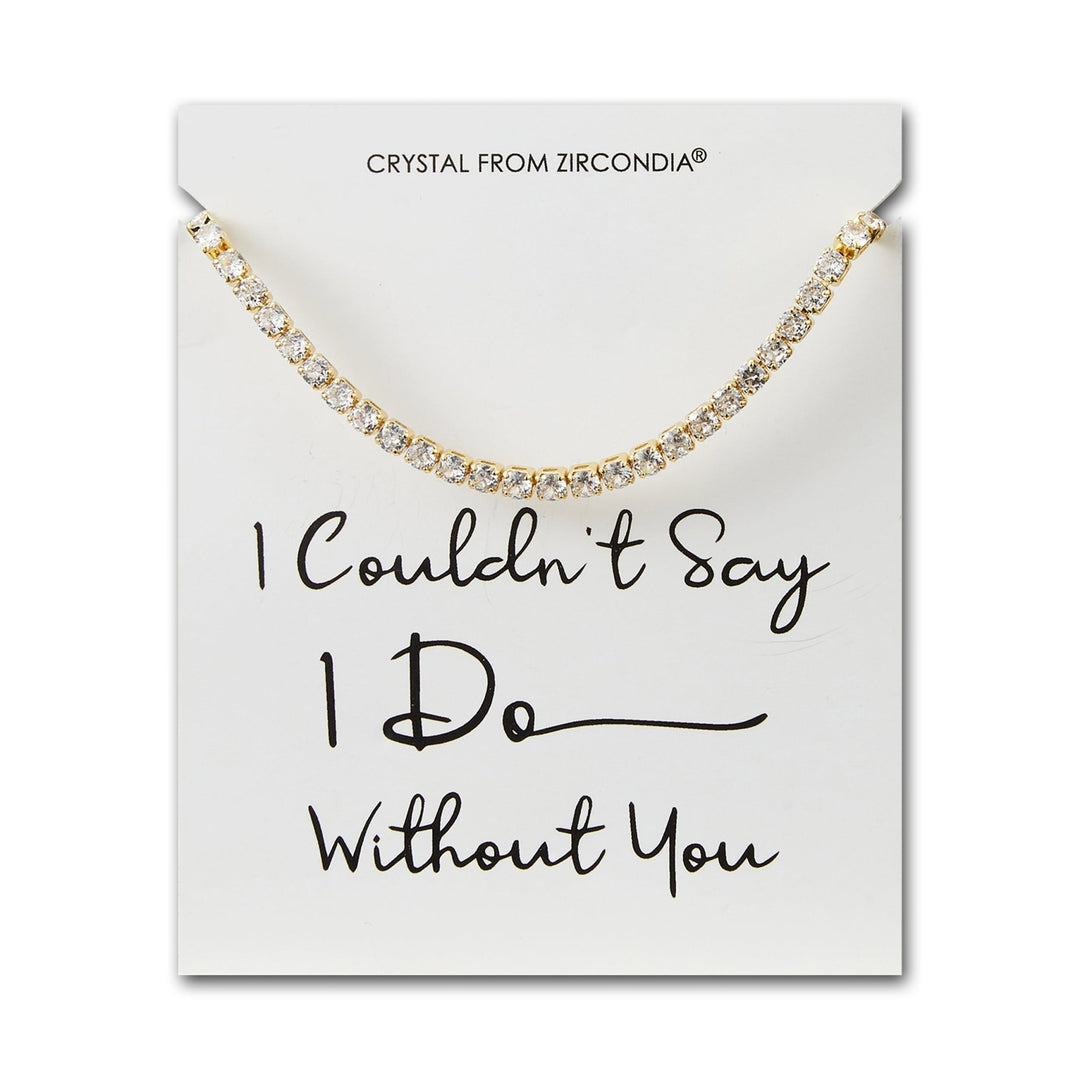 Gold Plated I Couldn't Say I Do Without You Solitaire Friendship Bracelet Created with Zircondia® Crystals - Philip Jones Jewellery