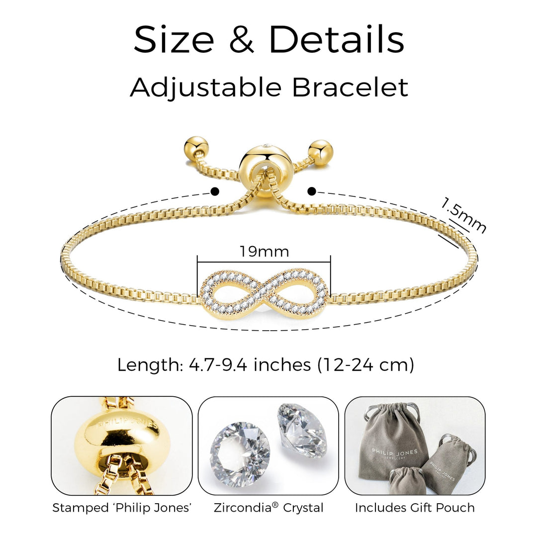 Gold Plated Infinity Friendship Set Created with Zircondia® Crystals - Philip Jones Jewellery