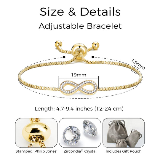 Gold Plated Infinity Friendship Set Created with Zircondia® Crystals - Philip Jones Jewellery