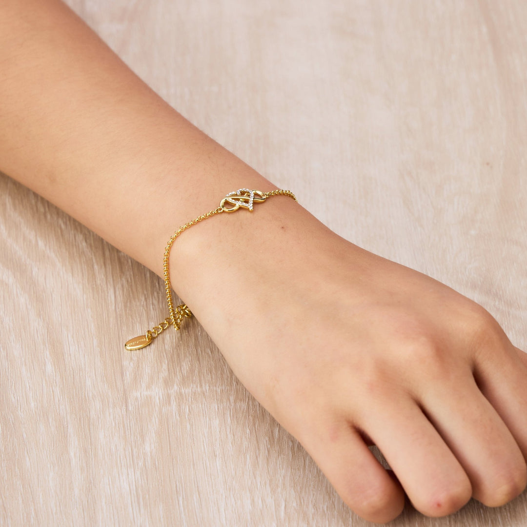 Gold Plated Infinity Heart Bracelet Created with Zircondia® Crystals - Philip Jones Jewellery