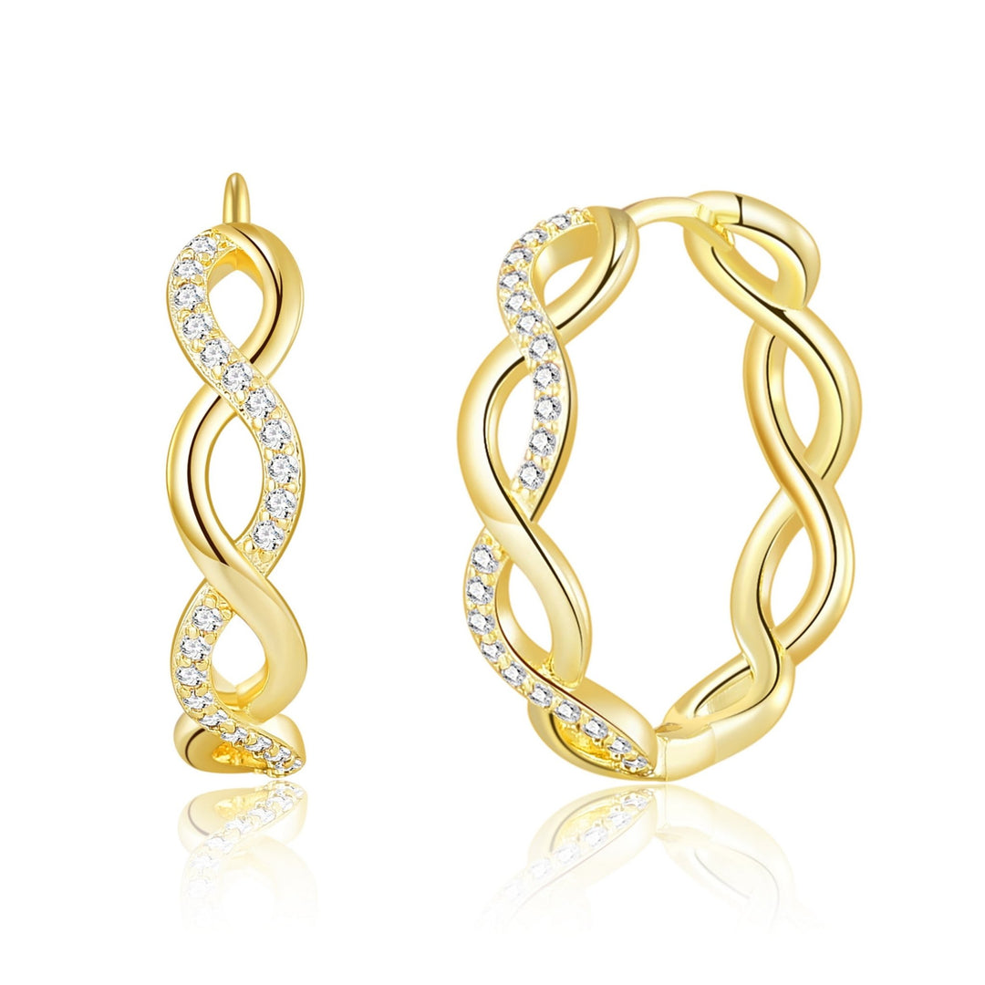 Gold Plated Infinity Hoop Earrings Created with Zircondia® Crystals - Philip Jones Jewellery