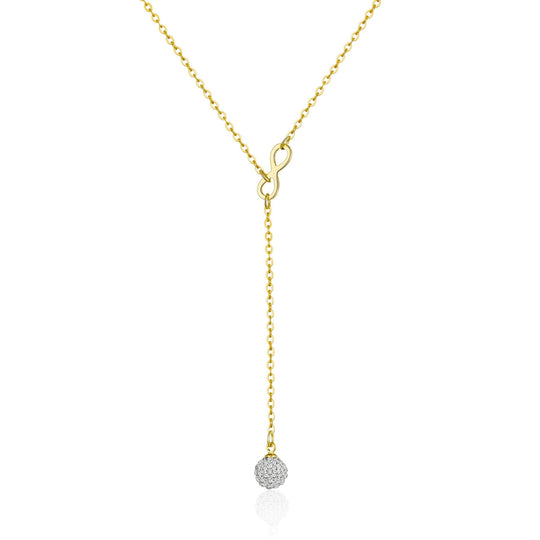 Gold Plated Infinity Lariat Necklace Created with Zircondia® Crystals - Philip Jones Jewellery