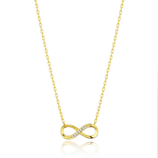 Gold Plated Infinity Pendant Necklace Created with Zircondia® Crystals - Philip Jones Jewellery