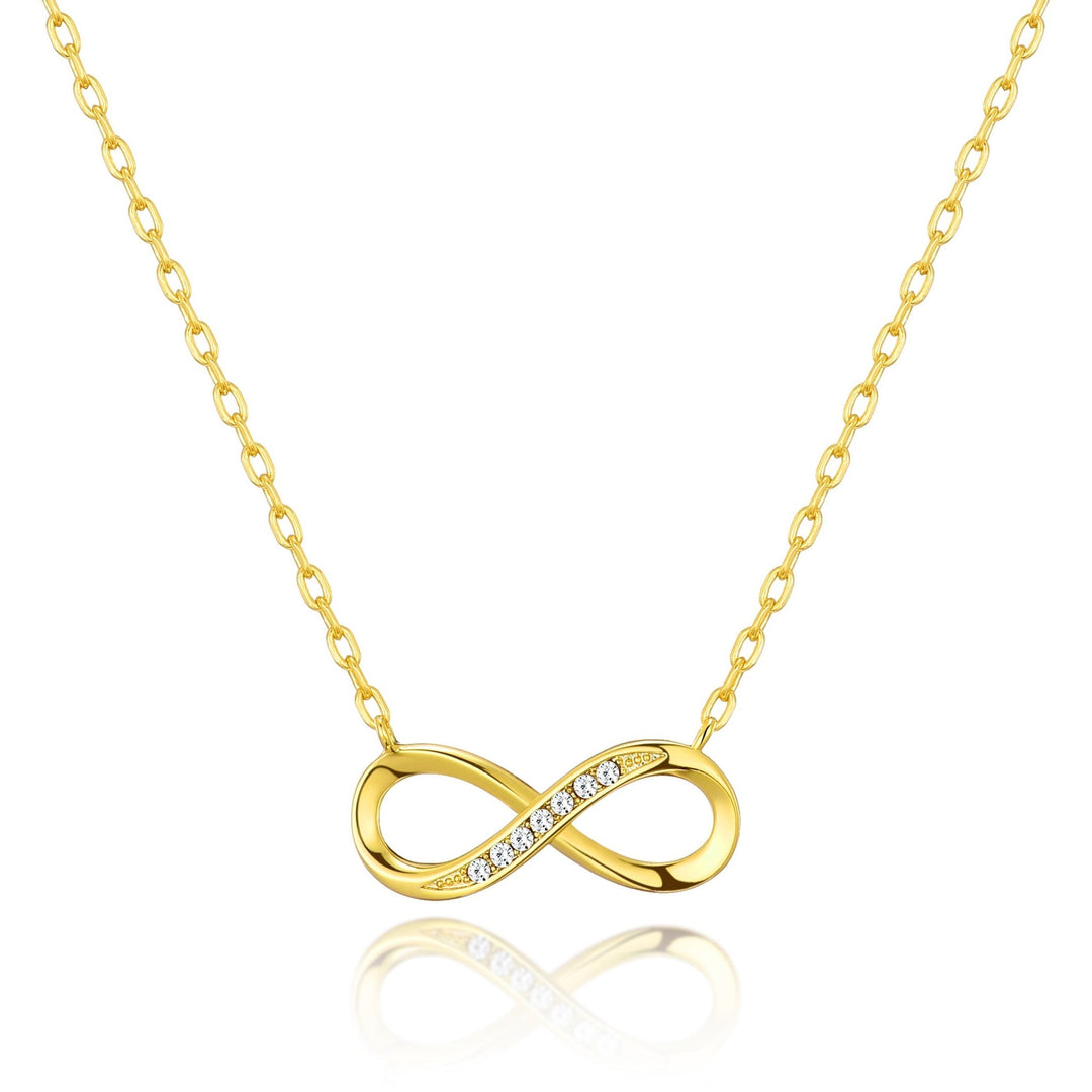 Gold Plated Infinity Pendant Necklace Created with Zircondia® Crystals - Philip Jones Jewellery