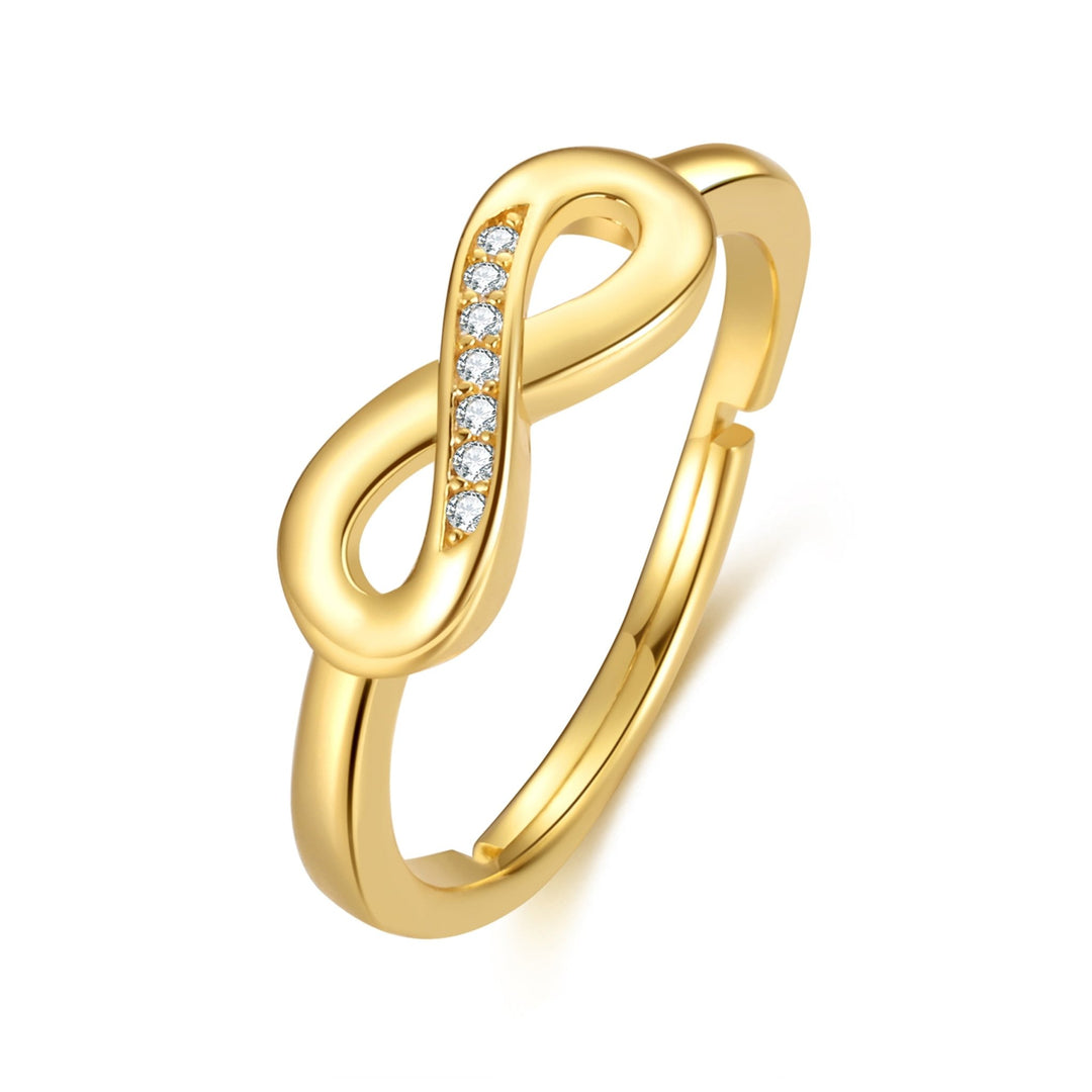 Gold Plated Infinity Ring Created with Zircondia® Crystals - Philip Jones Jewellery
