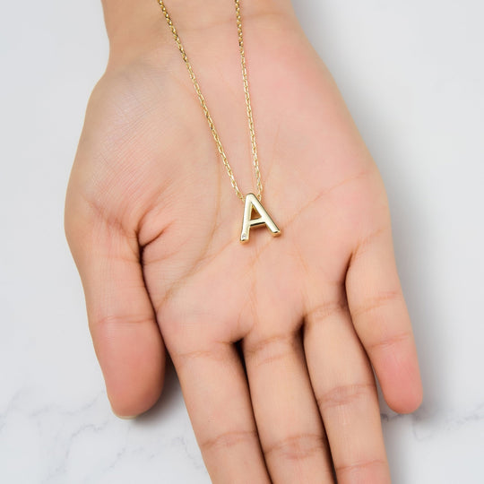Gold Plated Initial Necklace Letter A Created with Zircondia® Crystals - Philip Jones Jewellery
