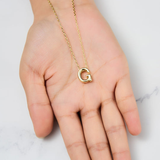 Gold Plated Initial Necklace Letter G Created with Zircondia® Crystals - Philip Jones Jewellery