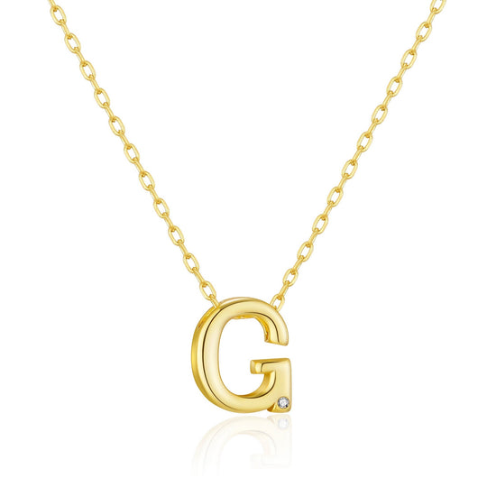 Gold Plated Initial Necklace Letter G Created with Zircondia® Crystals - Philip Jones Jewellery