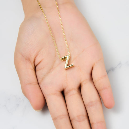Gold Plated Initial Necklace Letter Z Created with Zircondia® Crystals - Philip Jones Jewellery