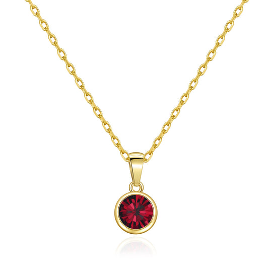 Gold Plated January (Garnet) Birthstone Necklace Created with Zircondia® Crystals - Philip Jones Jewellery
