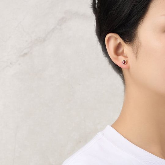 Gold Plated January (Garnet) Birthstone Necklace & Earrings Set Created with Zircondia® Crystals - Philip Jones Jewellery