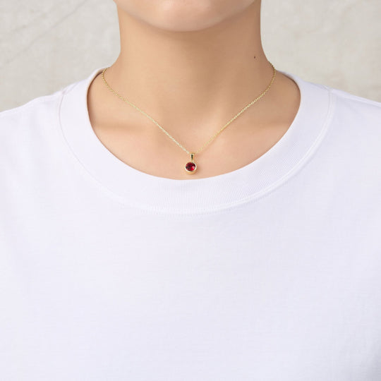 Gold Plated January (Garnet) Birthstone Necklace & Earrings Set Created with Zircondia® Crystals - Philip Jones Jewellery