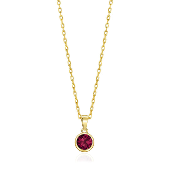 Gold Plated July (Ruby) Birthstone Necklace Created with Zircondia® Crystals - Philip Jones Jewellery