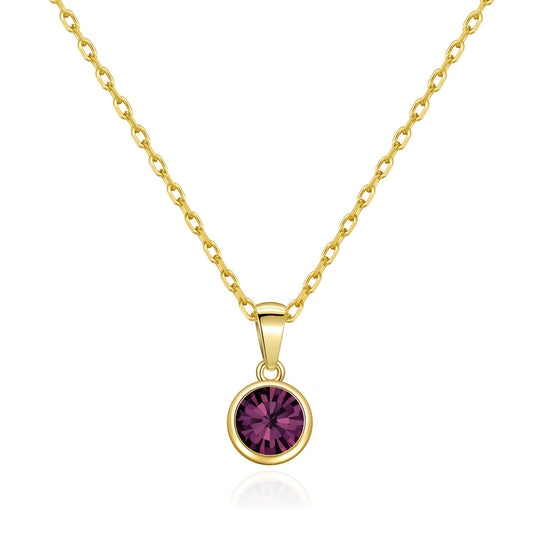 Gold Plated June (Alexandrite) Birthstone Necklace Created with Zircondia® Crystals - Philip Jones Jewellery