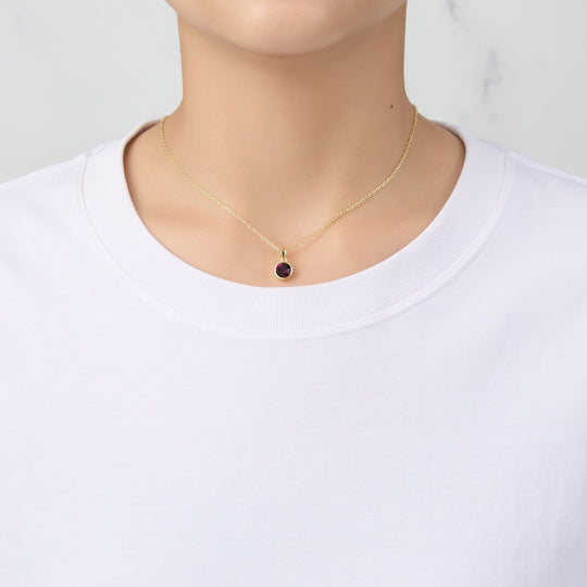 Gold Plated June (Alexandrite) Birthstone Necklace Created with Zircondia® Crystals - Philip Jones Jewellery