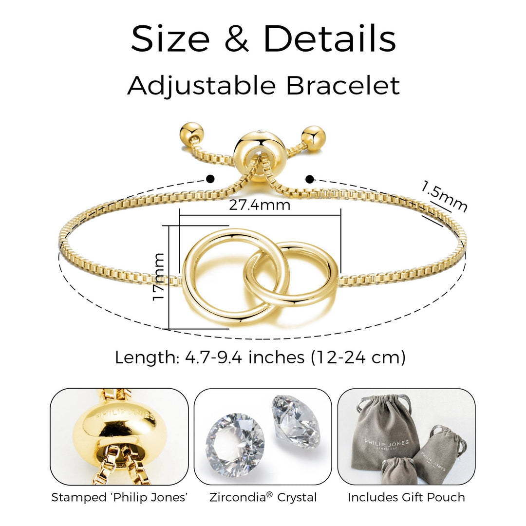 Gold Plated Link Friendship Bracelet Created with Zircondia® Crystals - Philip Jones Jewellery
