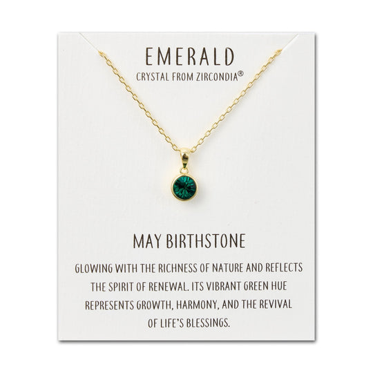 Gold Plated May (Emerald) Birthstone Necklace Created with Zircondia® Crystals - Philip Jones Jewellery