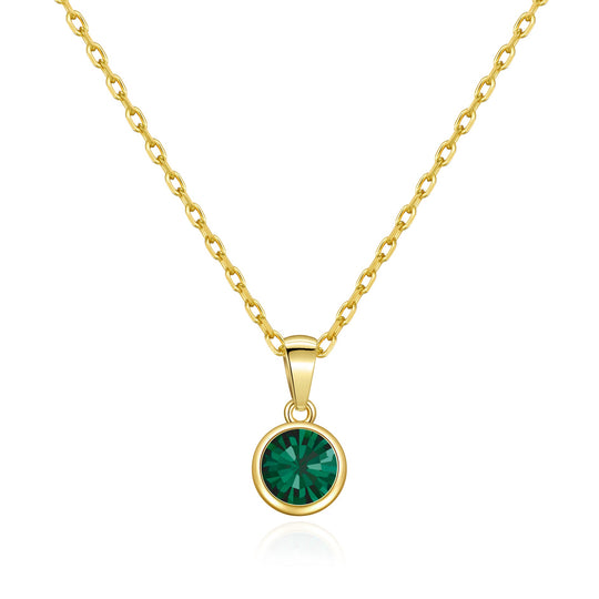 Gold Plated May (Emerald) Birthstone Necklace Created with Zircondia® Crystals - Philip Jones Jewellery