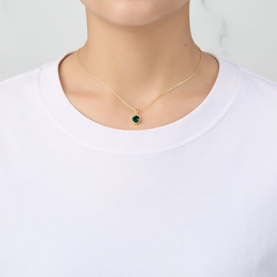 Gold Plated May (Emerald) Birthstone Necklace Created with Zircondia® Crystals - Philip Jones Jewellery