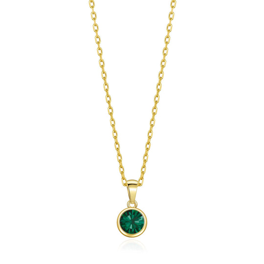 Gold Plated May (Emerald) Birthstone Necklace Created with Zircondia® Crystals - Philip Jones Jewellery
